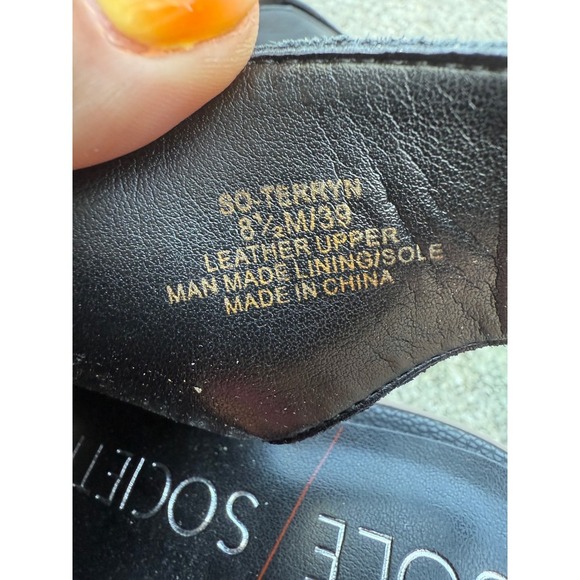 Ankle Booties Sole Society Open Toe Black Leather Minimalist Clean Girl Size 8.5 - Picture 6 of 7